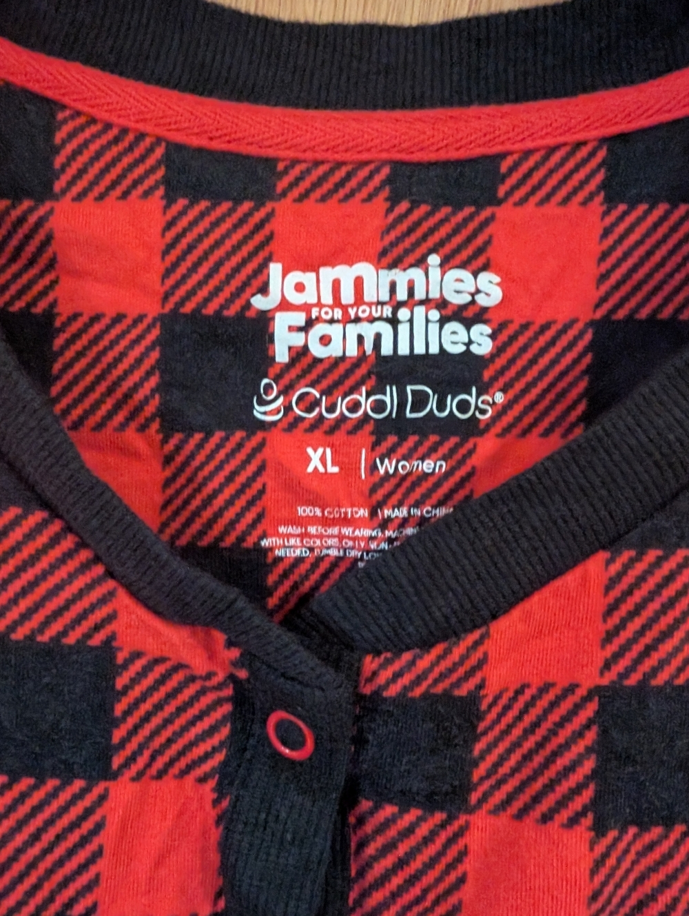 Cuddl Duds Red and Black Buffalo Plaid Jammies - Picture 2 of 4